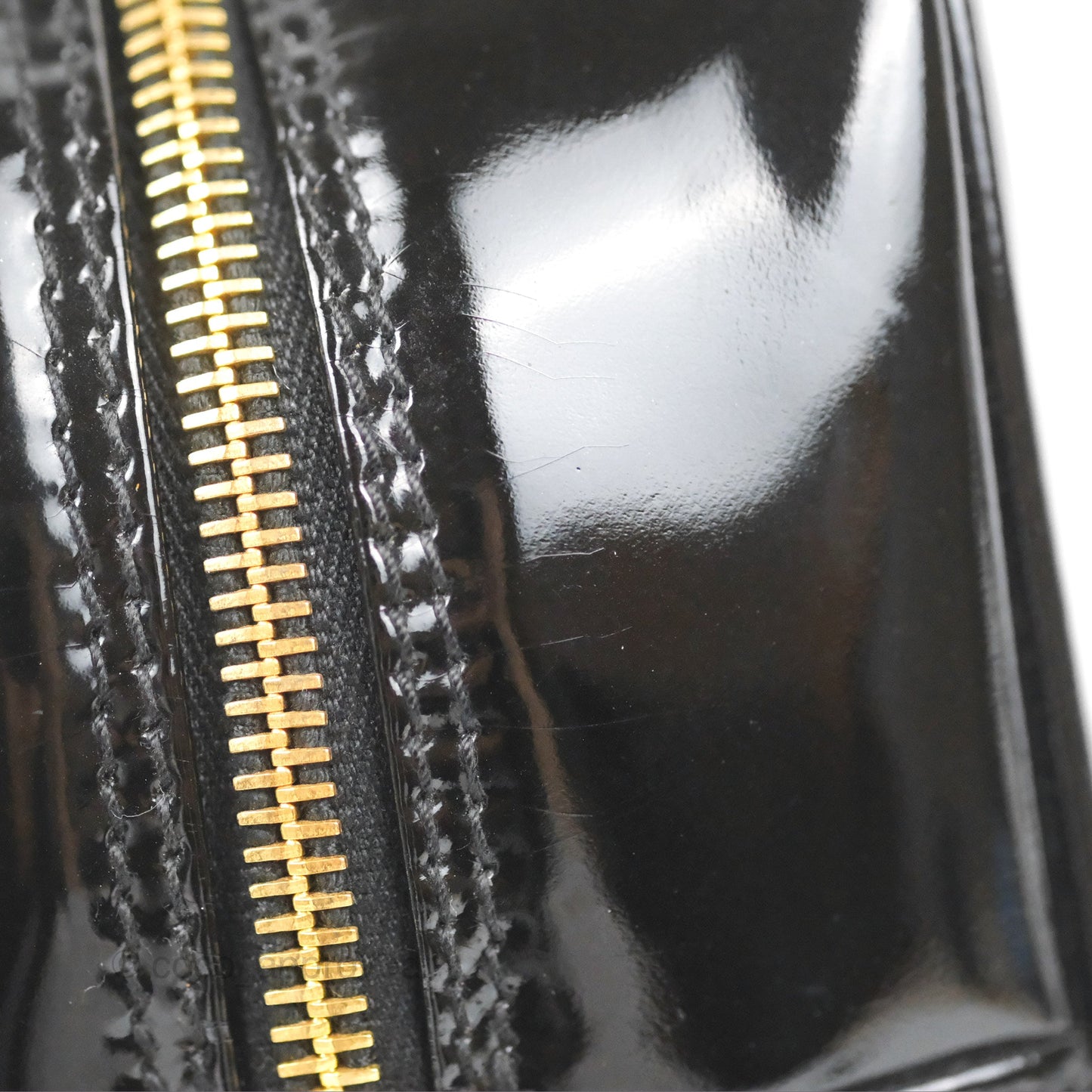 Chanel Vintage Coco Black Leather Patent Make Up Pouch