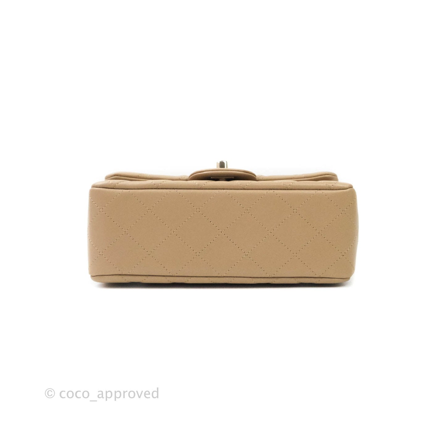 Chanel Quilted Mini Rectangular Lambskin Beige Gold Hardware