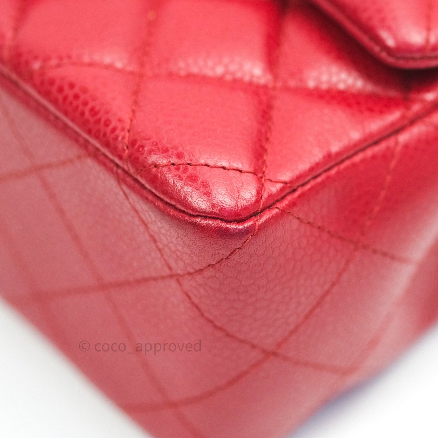 Chanel Quilted Mini Rectangular Red Caviar Silver Hardware