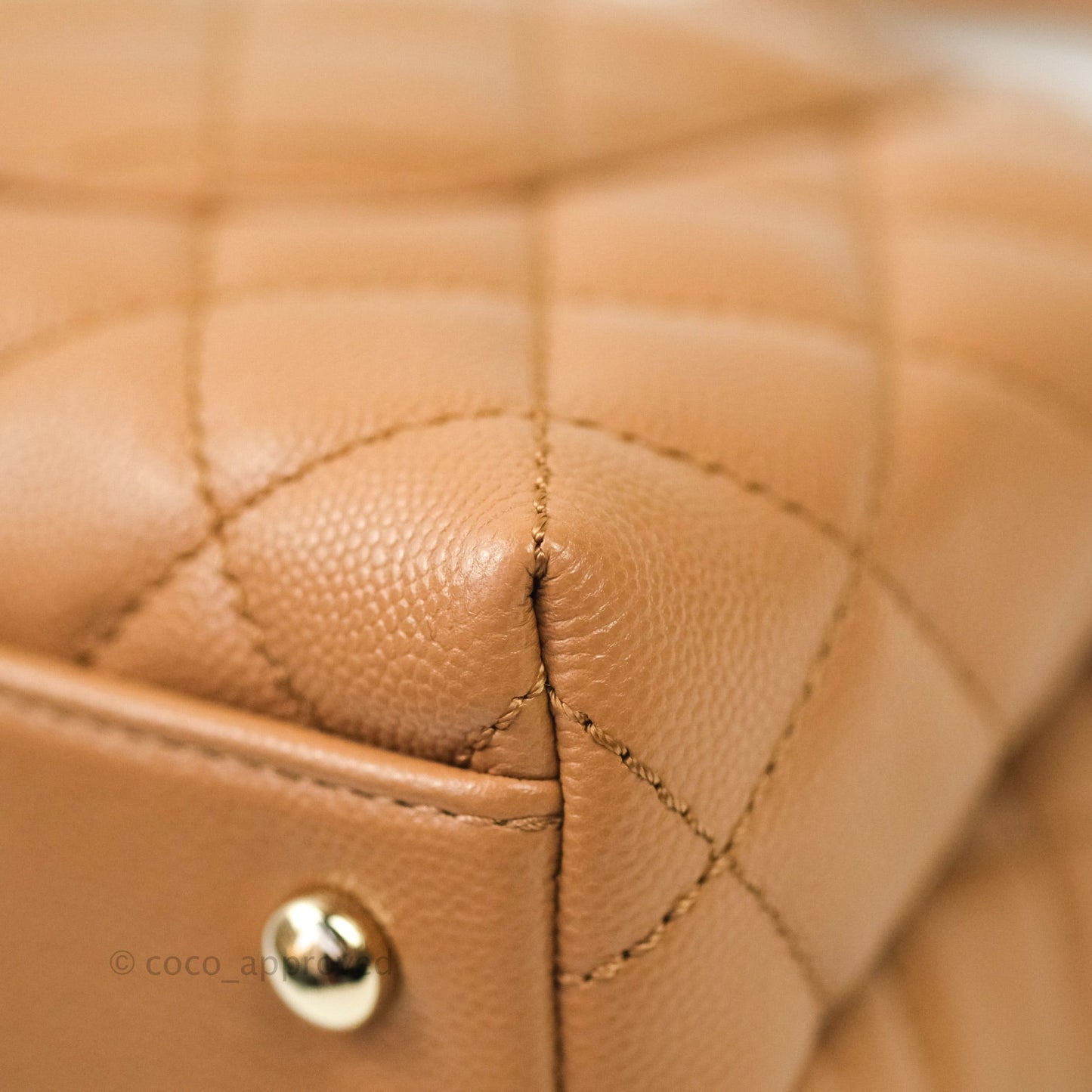 Chanel Mini Coco Handle Quilted Dark Beige Caviar Gold Hardware 21P