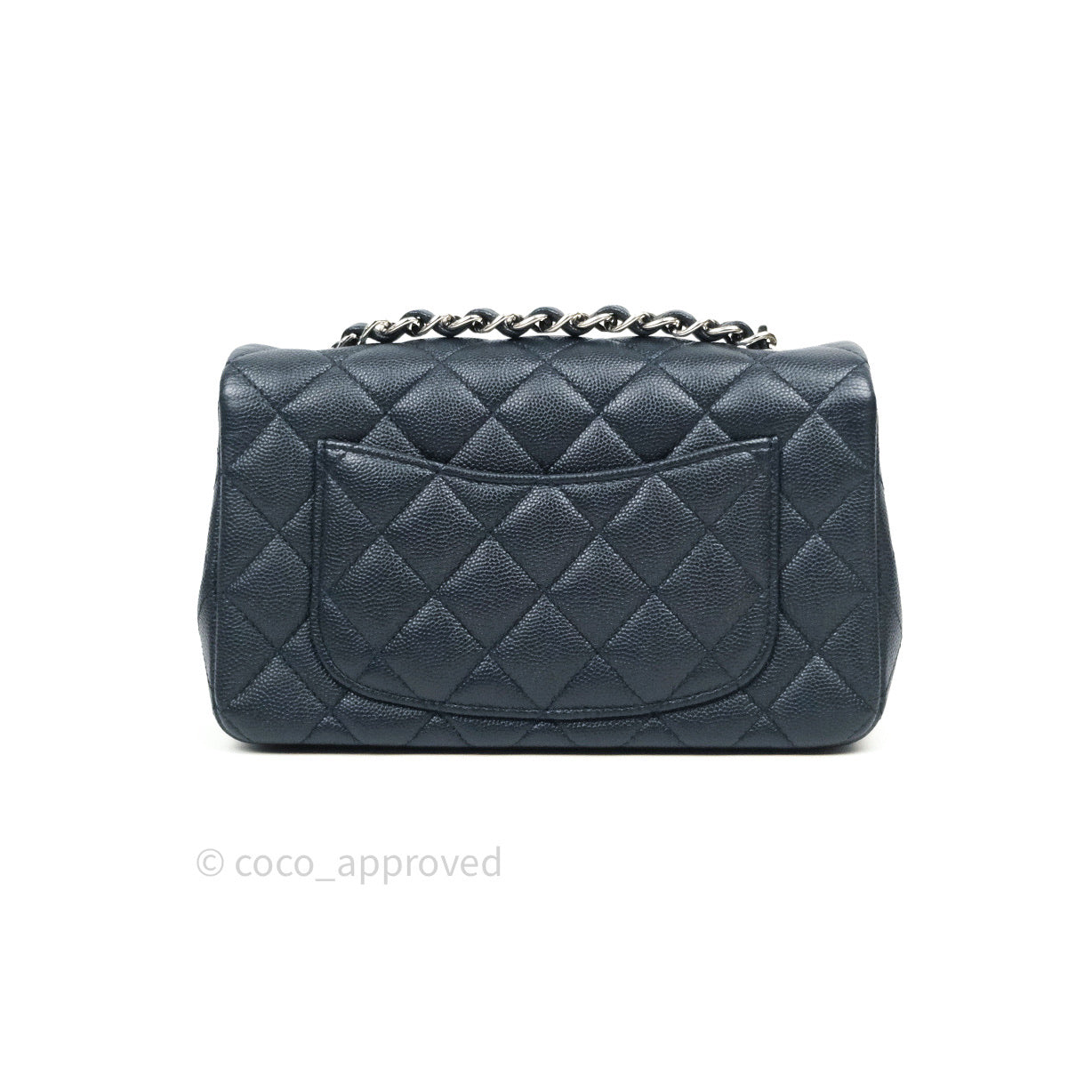 Chanel Quilted Mini Rectangular Navy Caviar Silver Hardware