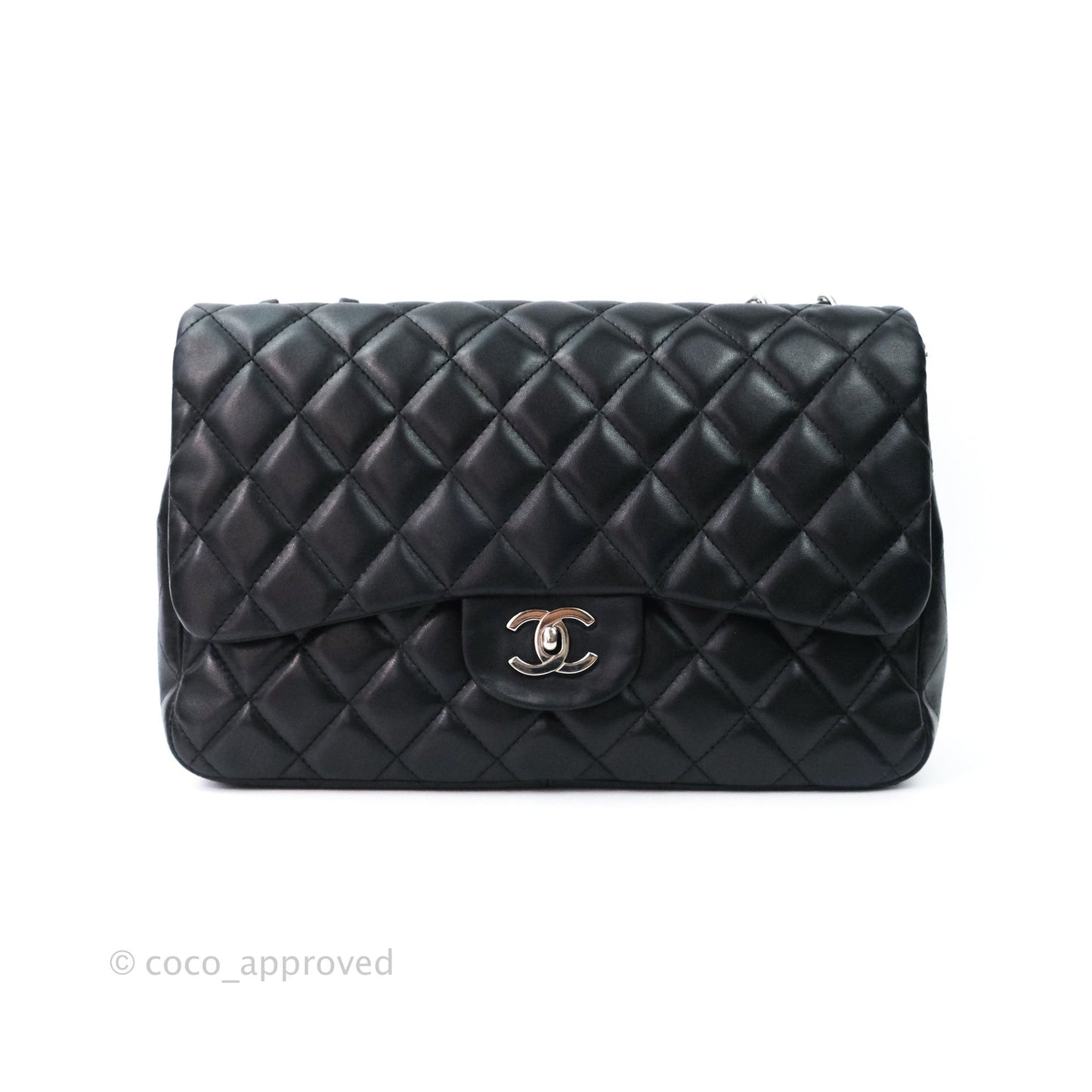 Chanel Jumbo Single Flap Black Lambskin Silver Hardware⁣⁣