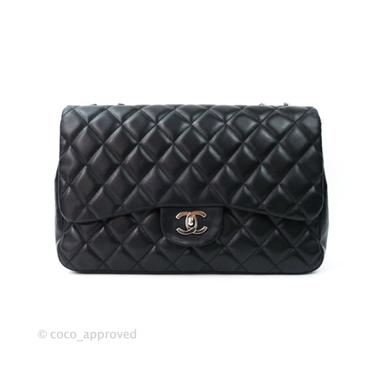 Chanel Jumbo Single Flap Black Lambskin Silver Hardware⁣⁣