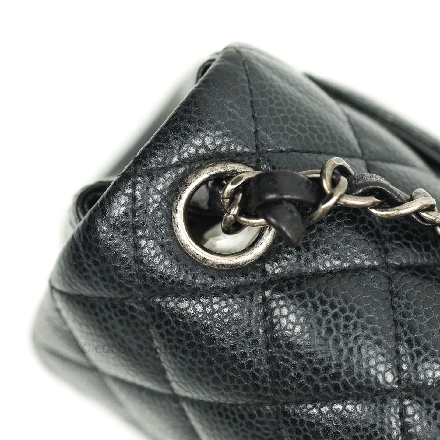 Chanel Mini Square Black Quilted Caviar Ruthenium Hardware
