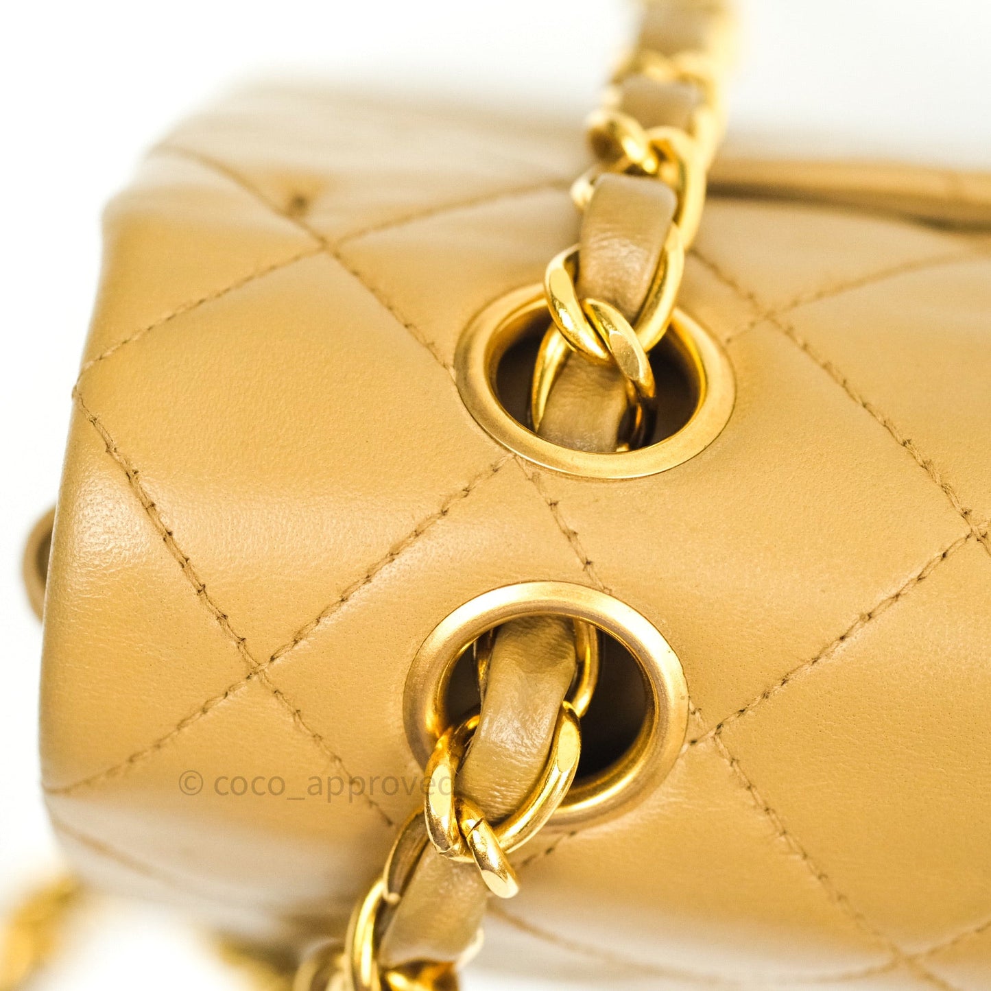 Chanel Classic Vintage Small S/M Flap Beige Lambskin 24K Gold Hardware