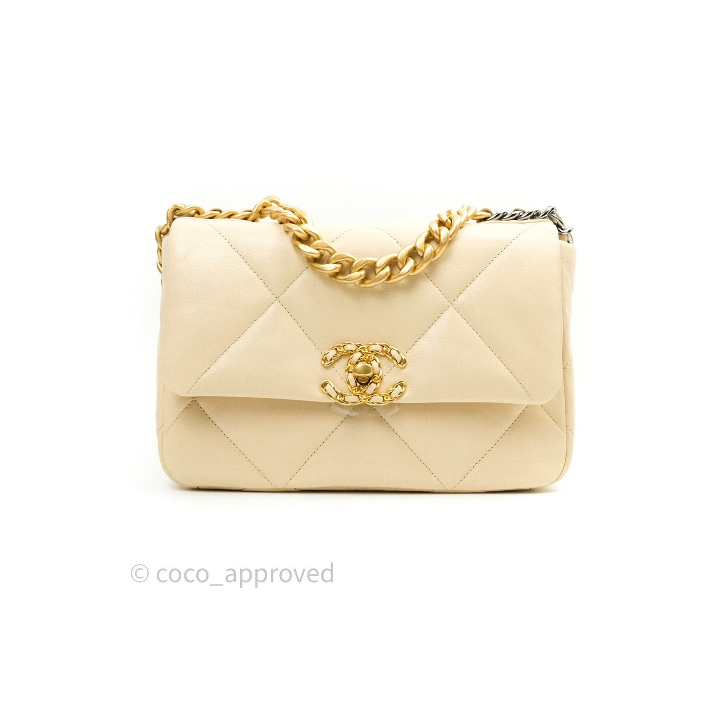 Chanel 19 Small Beige Goatskin Mixed Hardware 20A