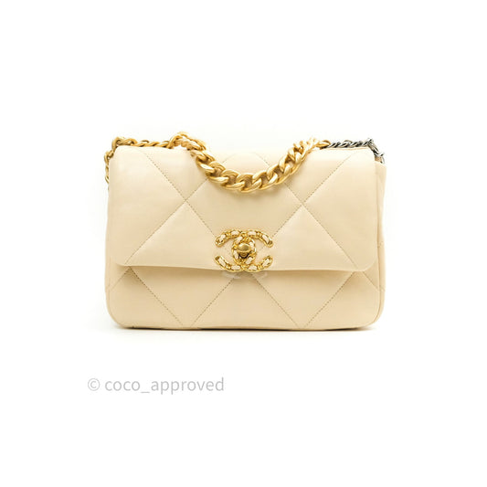 Chanel 19 Small Beige Goatskin Mixed Hardware 20A