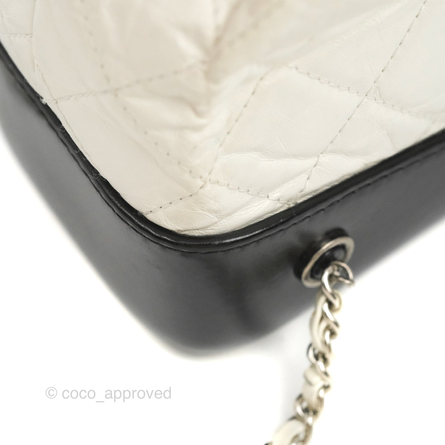 Chanel Small Gabrielle Backpack White Black Aged Calfskin