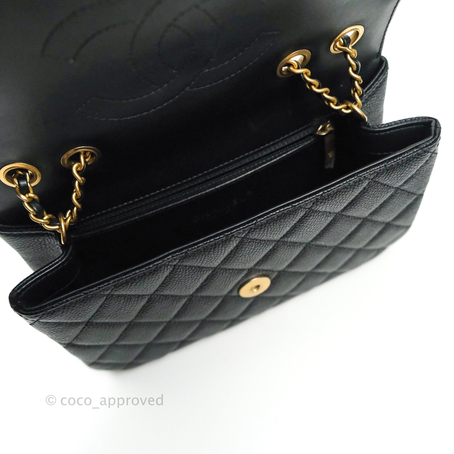Chanel Quilted Small CC Filigree Flap Black Caviar