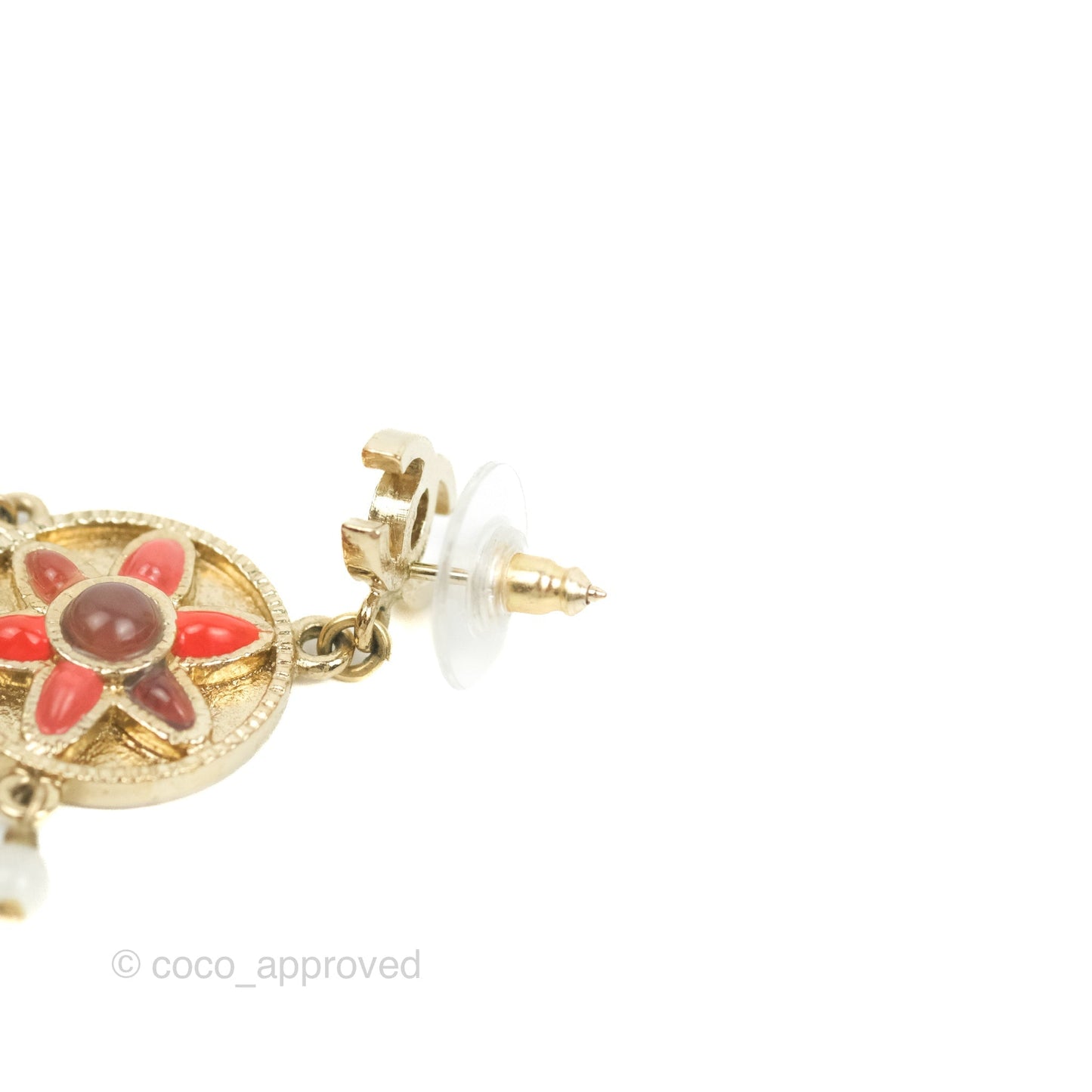 Chanel CC Gripoix Stone Drop Earrings Gold Tone 07P