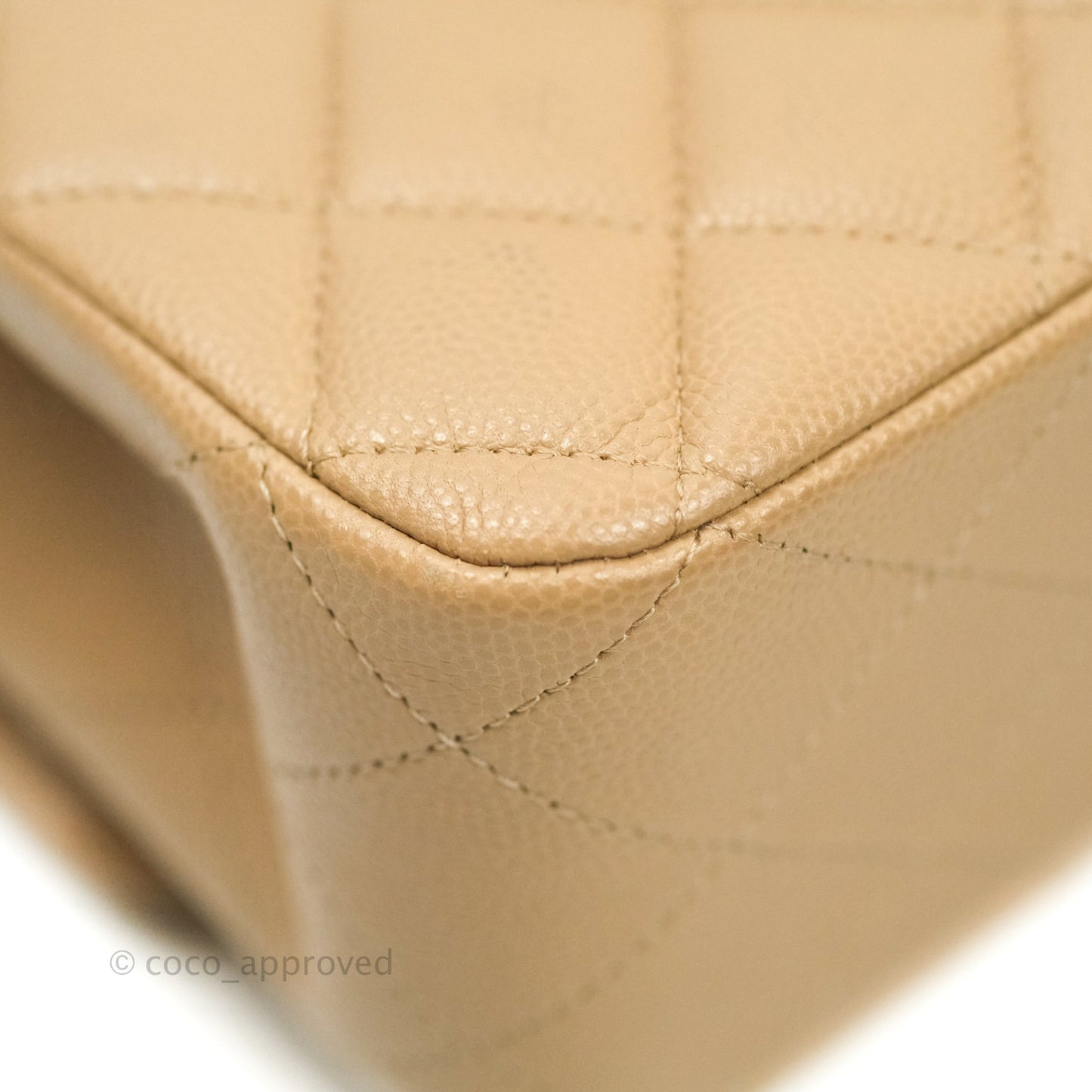 Chanel Classic M/L Medium Double Flap Dark Beige Caviar Gold Hardware 19B