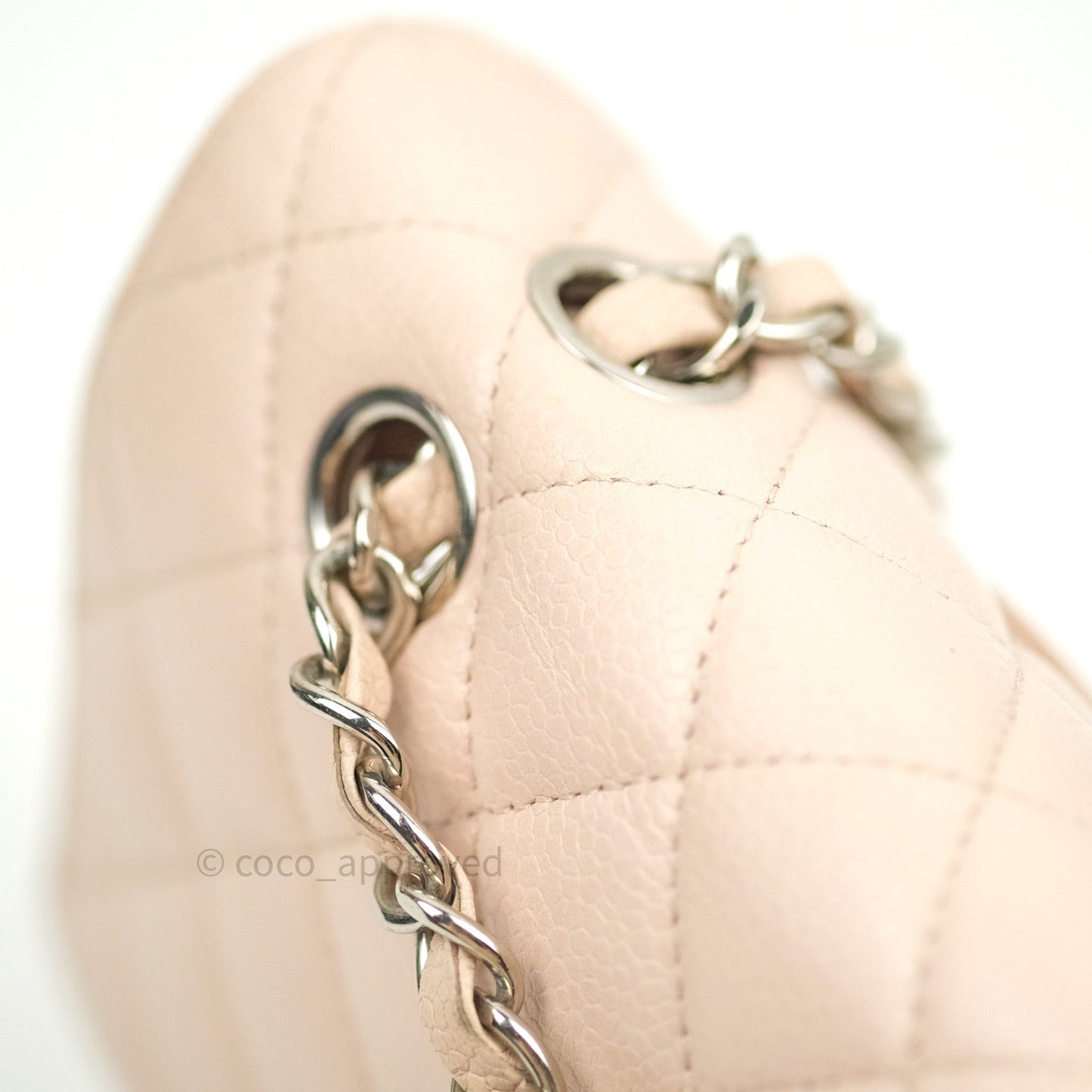 Chanel Classic M/L Medium Double Flap Sakura Pink Caviar Silver Hardware