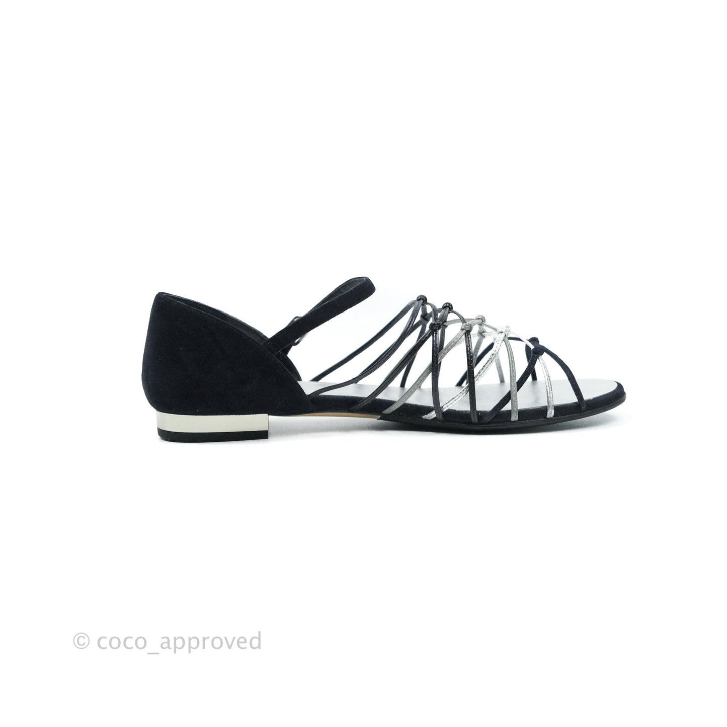 Chanel Sandals Dark Navy Silver 38C