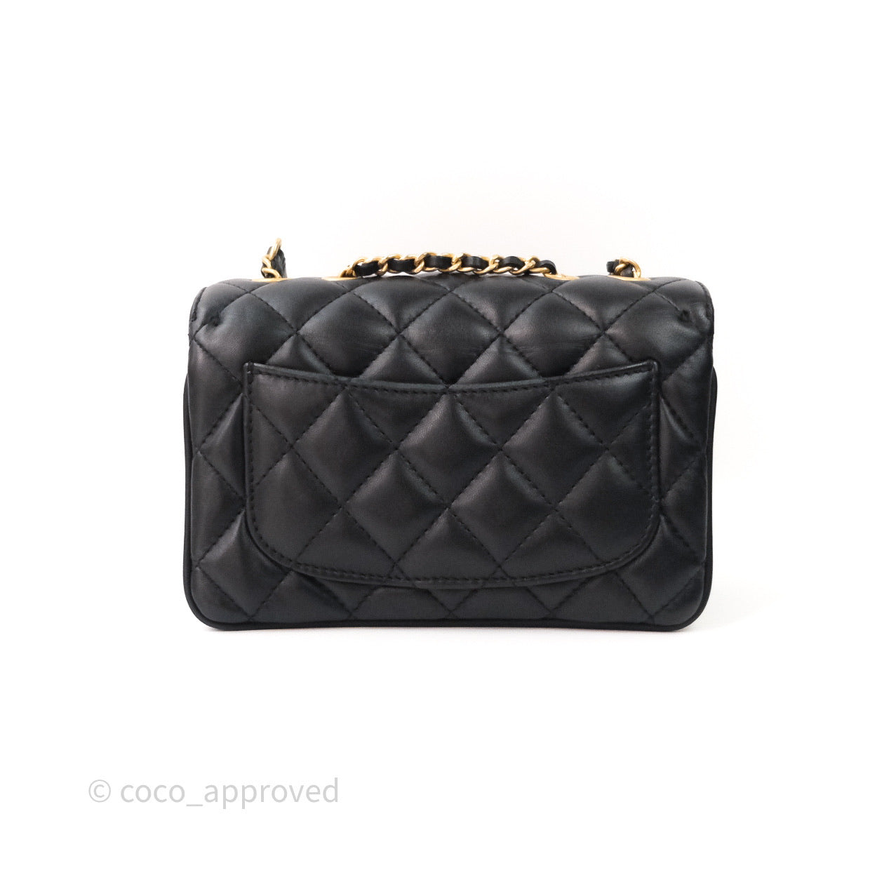 Chanel Coco Vintage Flap Small Bag Black Lambskin Gold Hardware