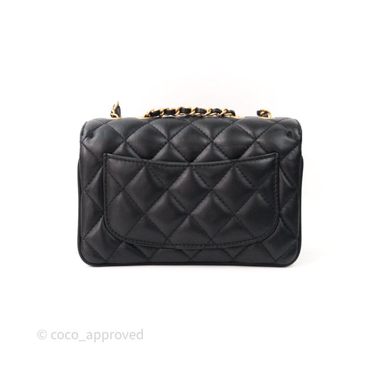 Chanel Coco Vintage Flap Small Bag Black Lambskin Gold Hardware