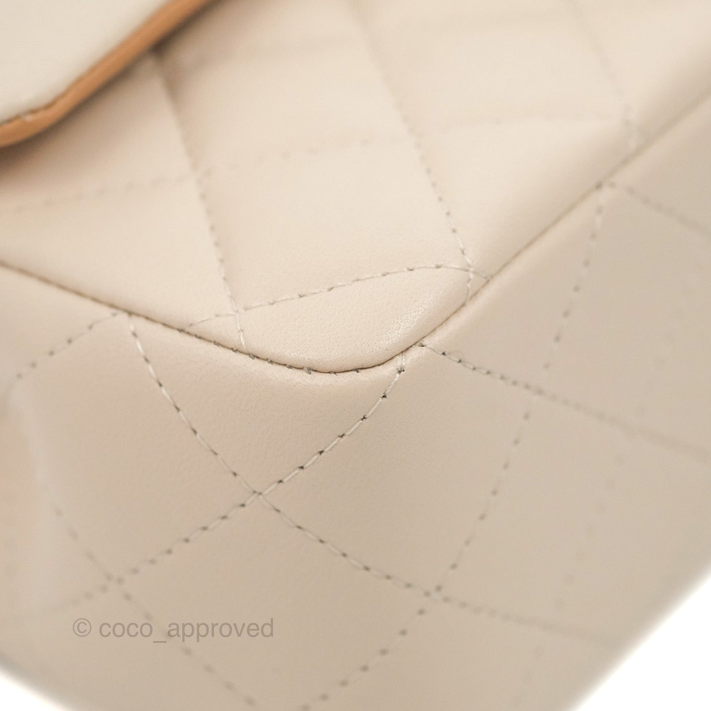 Chanel Top Handle Mini Rectangular Flap Bag Ecru/Beige Lambskin Gold Hardware 23P