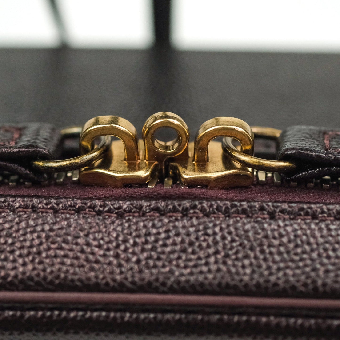Chanel Quilted Medium CC Filigree Vanity Case Iridescent Burgundy Caviar Gold Hardware
