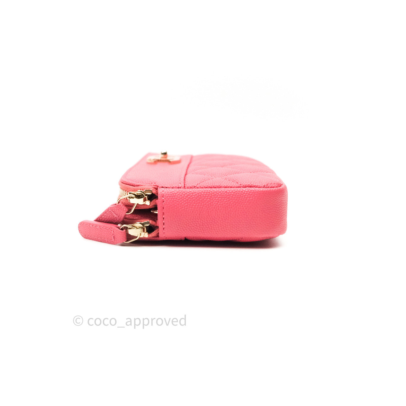 Chanel Quilted Clutch With Chain Pink Caviar Gold Hardware