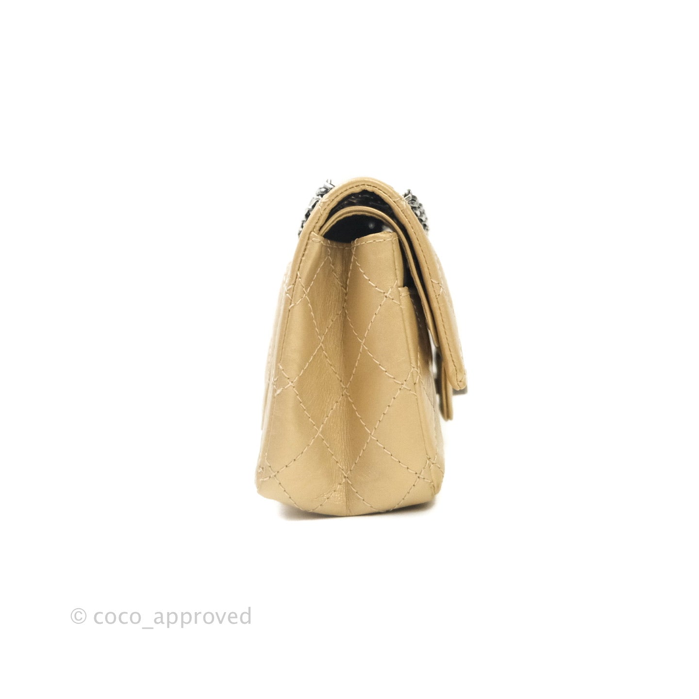 Chanel Mini Reissue 224 Gold Aged Calfskin Ruthenium Hardware