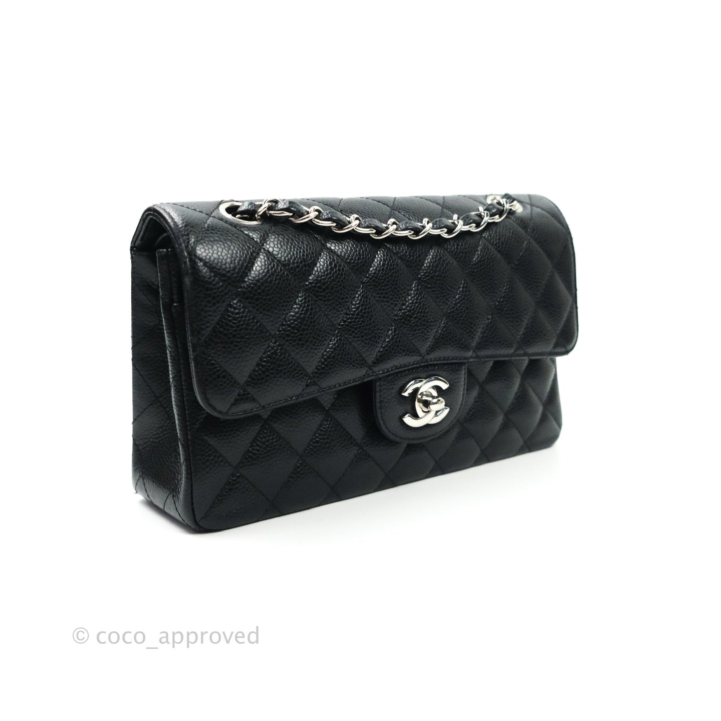 Chanel Classic Small S/M Flap Black Caviar Silver Hardware