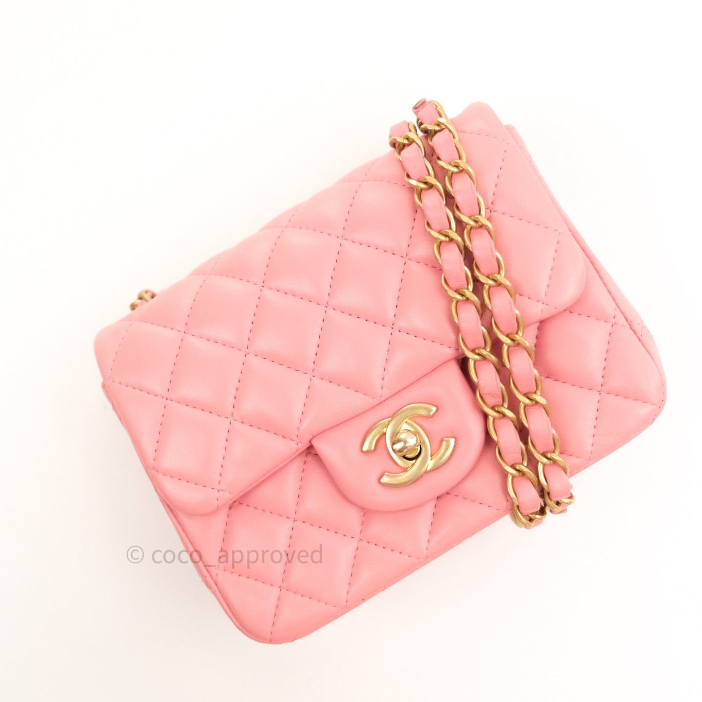 Chanel Mini Square Pink Lambskin Gold Hardware