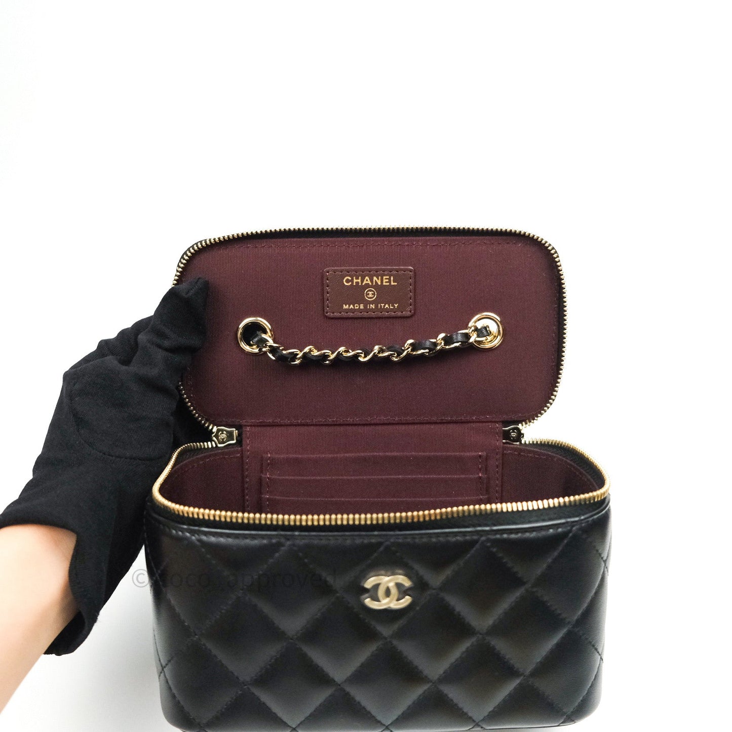 Chanel Vanity Rectangular Classic Black Lambskin Gold Hardware