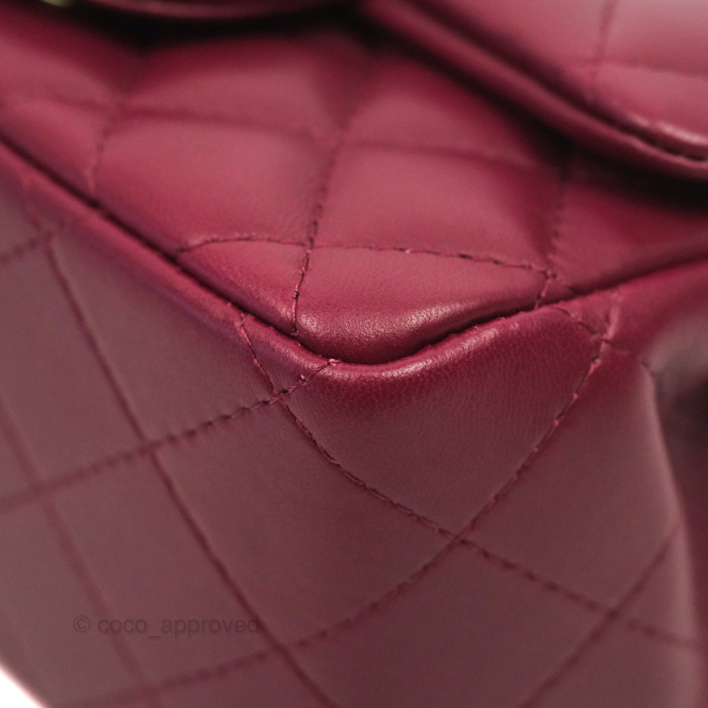 Chanel Quilted Mini Square Dark Red Burgundy Lambskin Gold Hardware 21K