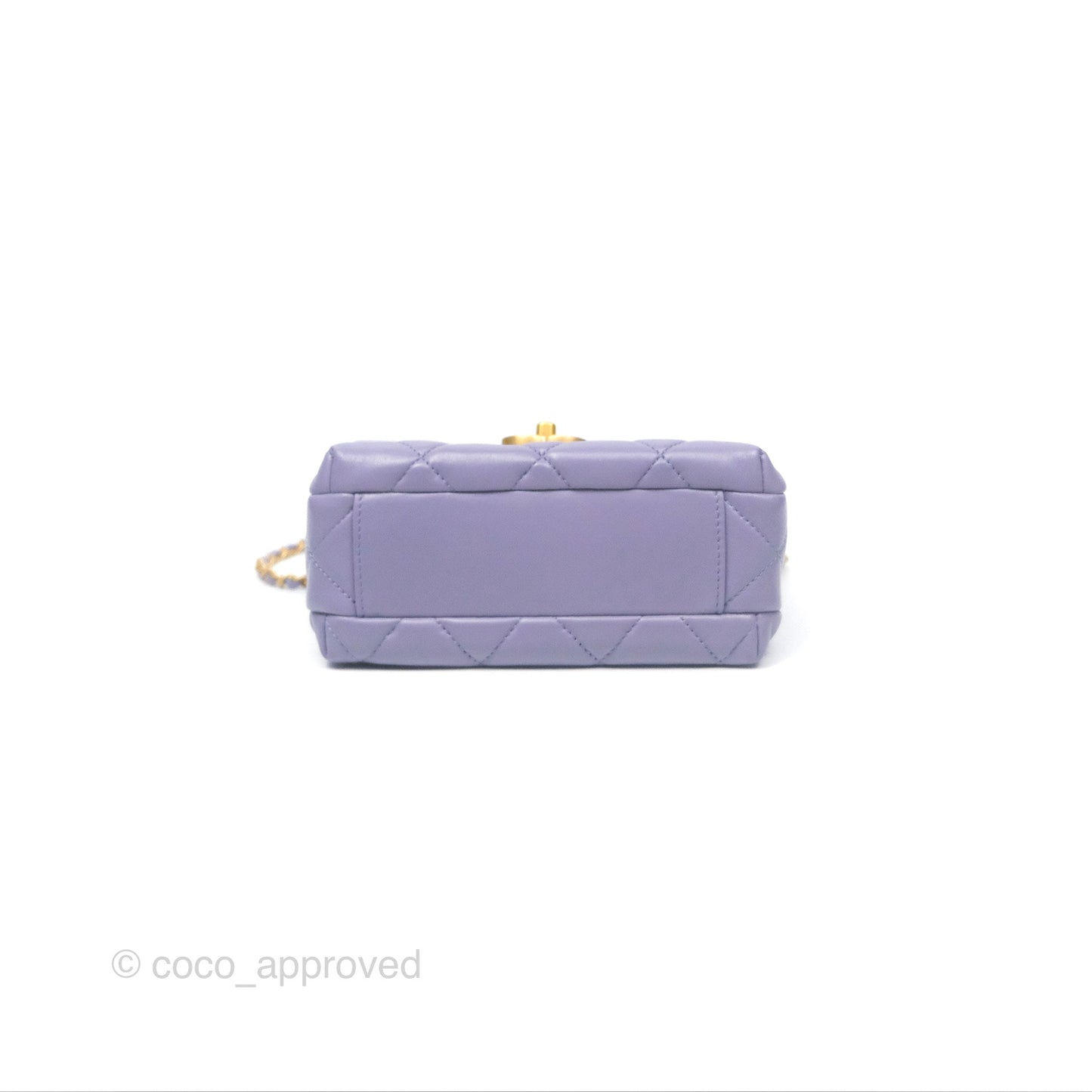 Chanel Crystal Pearl Chain Mini Flap Bag Purple Lambskin Aged Gold Hardware