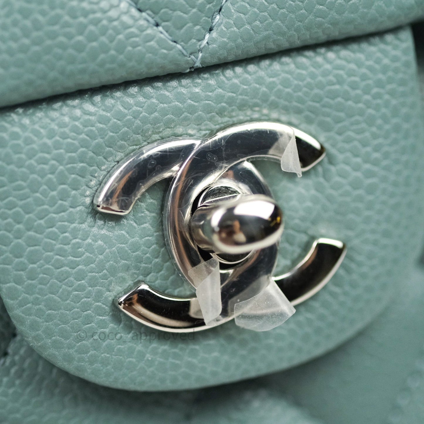 Chanel Classic Small S/M Flap Light Blue Caviar Silver Hardware 20B