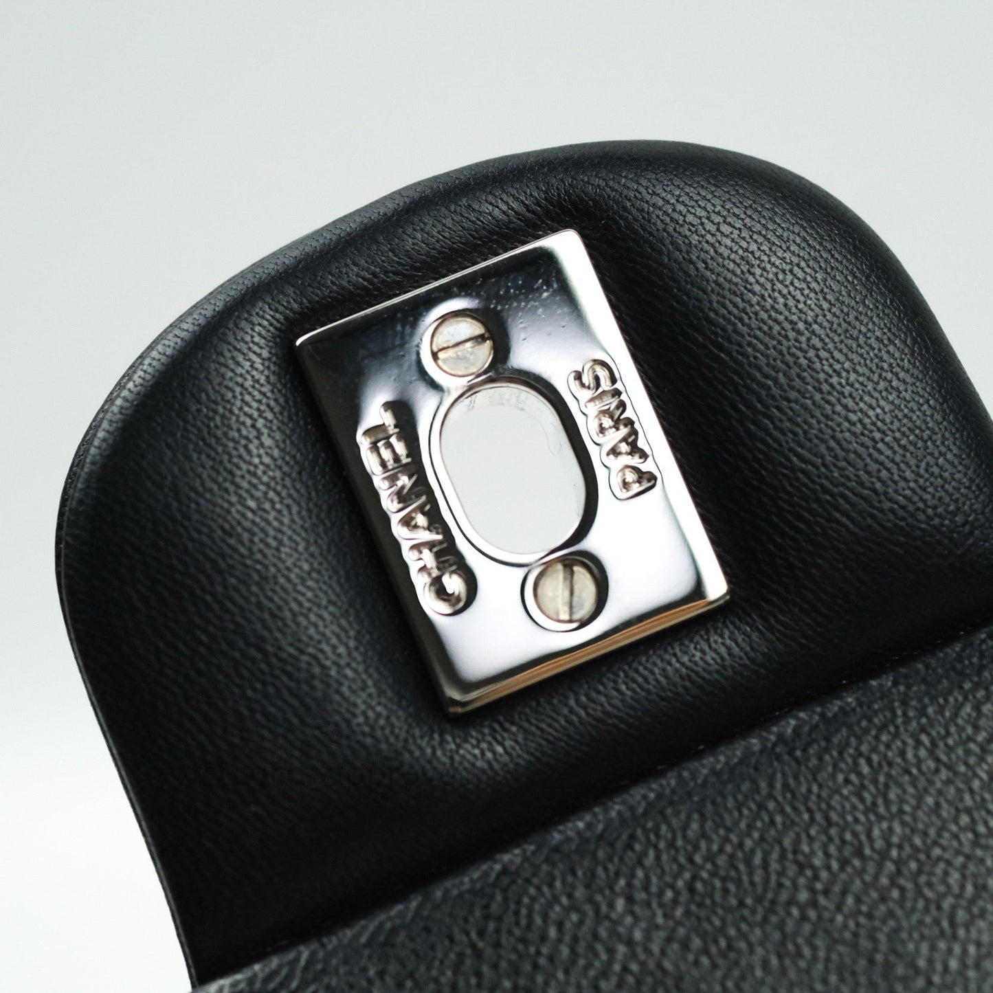 Chanel Quilted Mini Rectangular Black Lambskin Silver Hardware