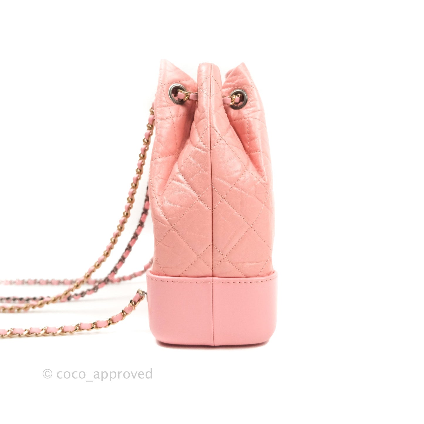 Chanel Gabrielle Backpack Pink Aged Calfskin Small Black