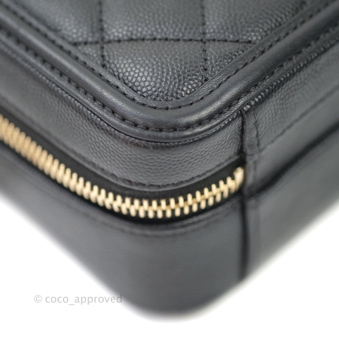 Chanel Quilted Small CC Filigree Vanity Case Black Caviar
