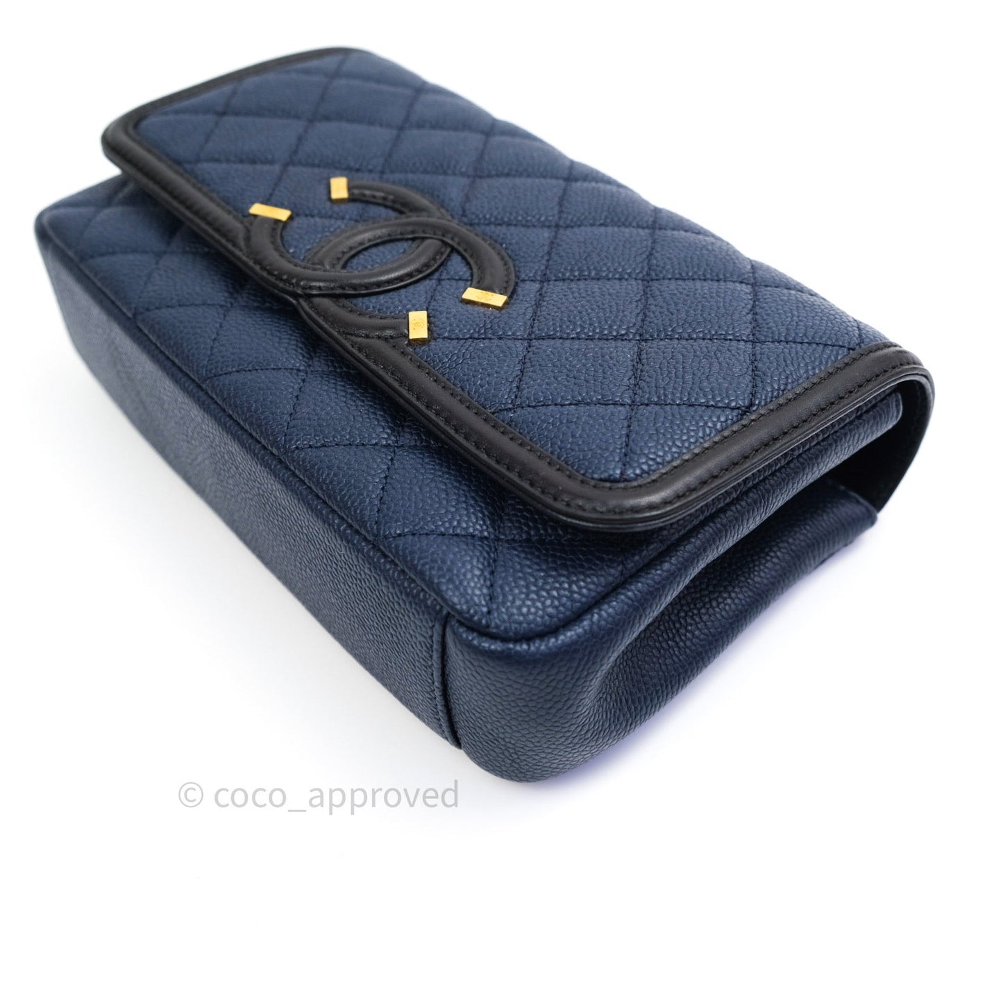 Chanel Caviar Quilted Small CC Filigree Flap Navy Black