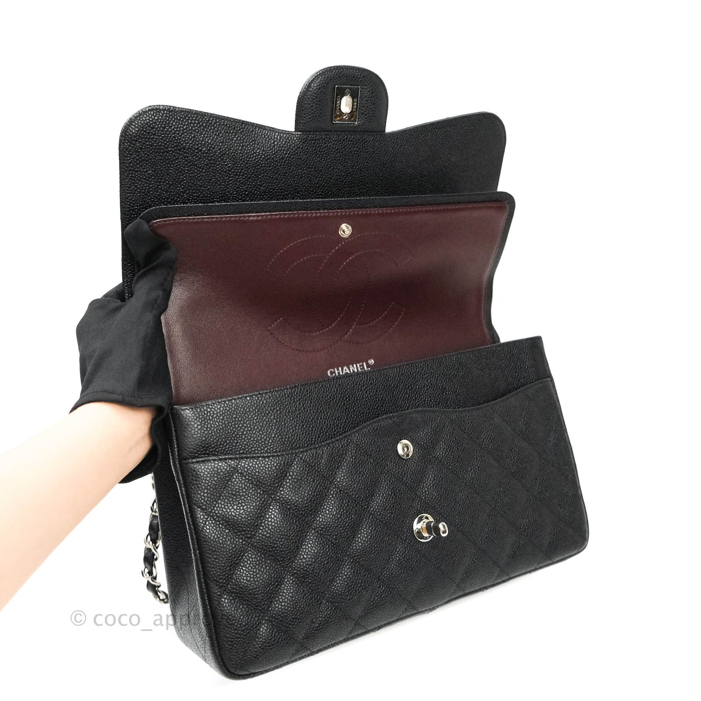 Chanel Jumbo Double Flap Black Caviar Silver Hardware⁣⁣
