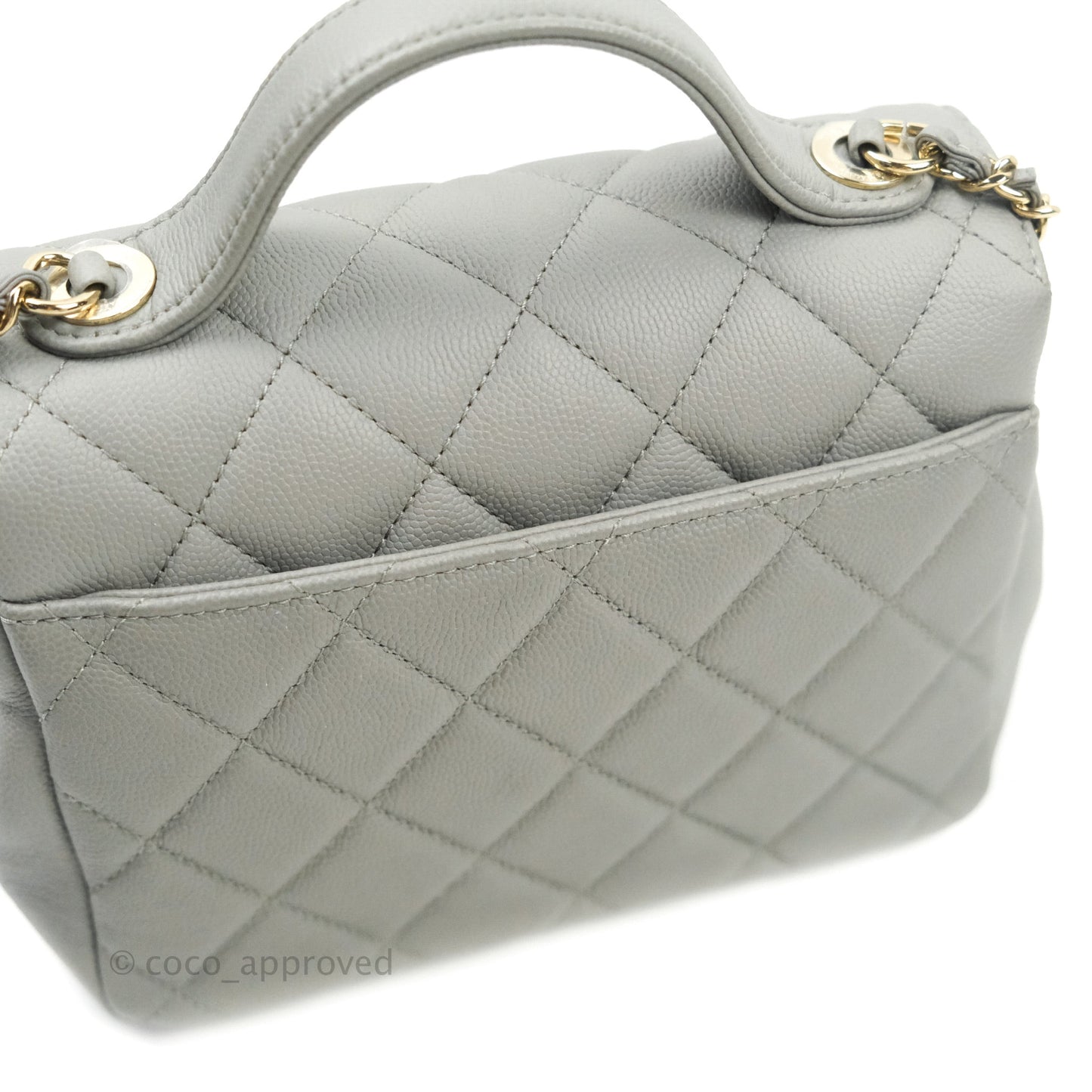 Chanel Quilted Small Business Affinity Flap Grey Caviar Light Gold Hardware
