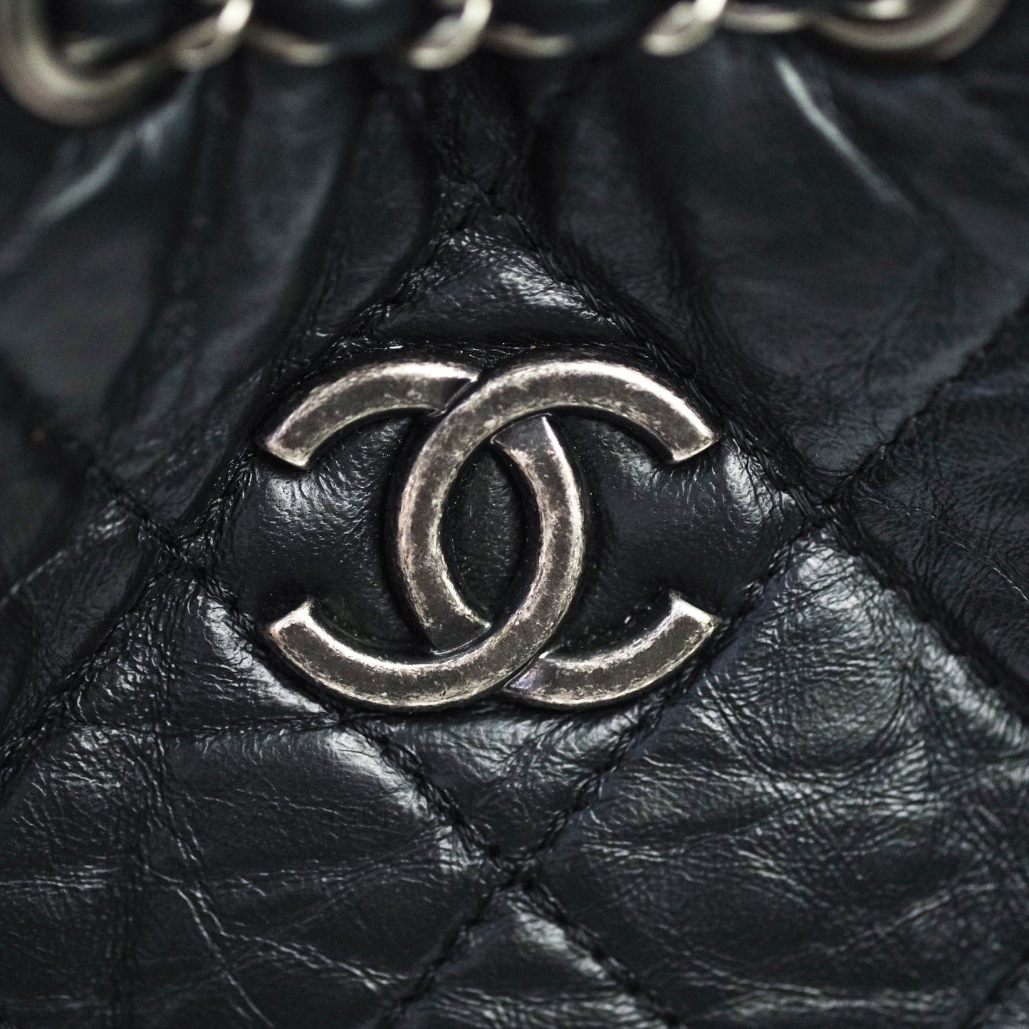 Chanel Gabrielle Backpack Black Aged Calfskin Medium Black