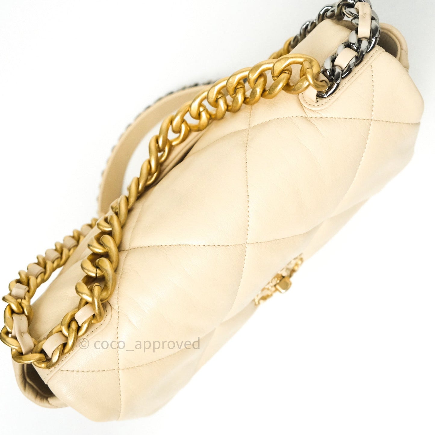 Chanel 19 Medium Beige Goatskin Mixed Hardware