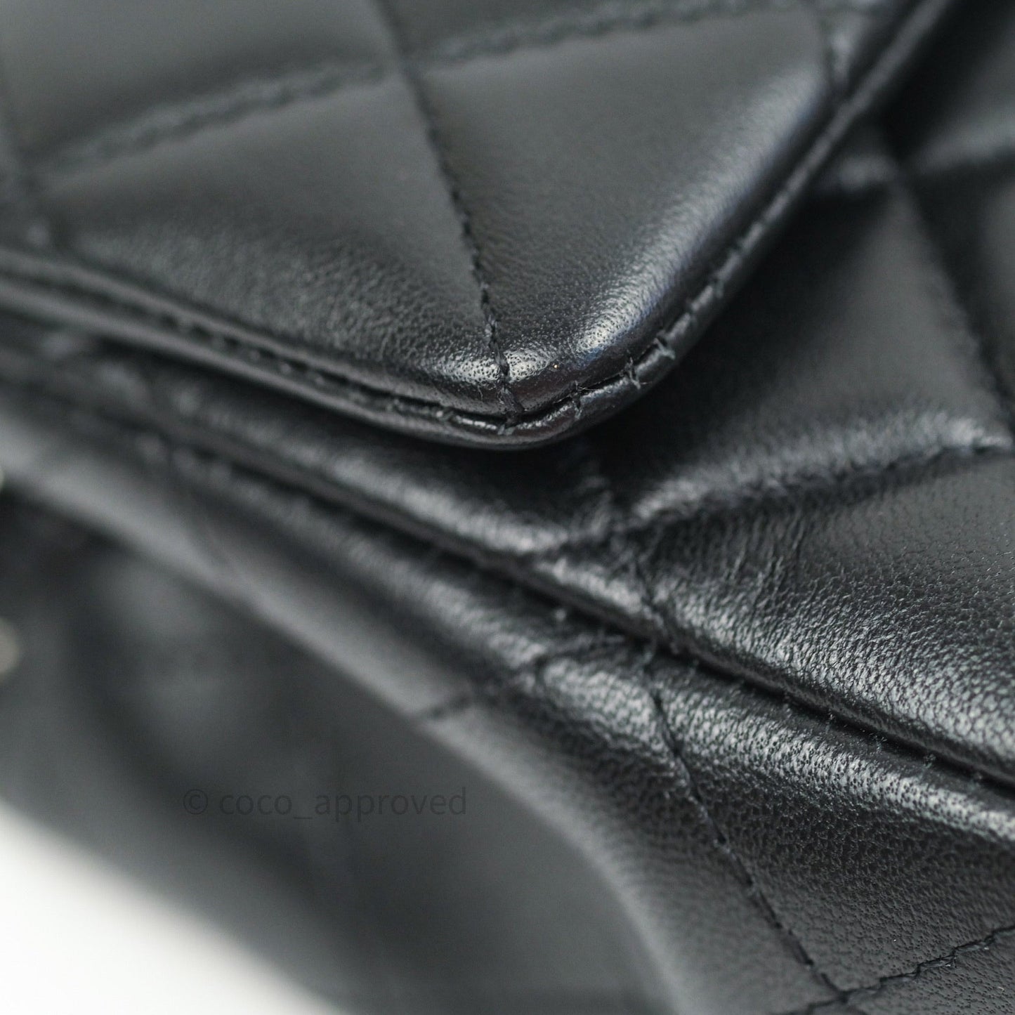 Chanel Quilted Mini Rectangular Black Lambskin Silver Hardware