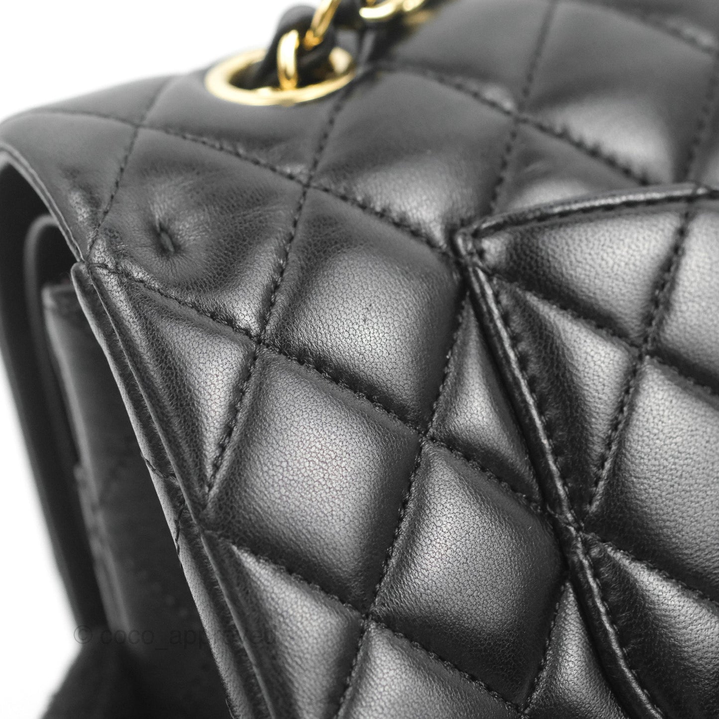 Chanel Classic M/L Medium Flap Quilted Black Lambskin Gold Hardware