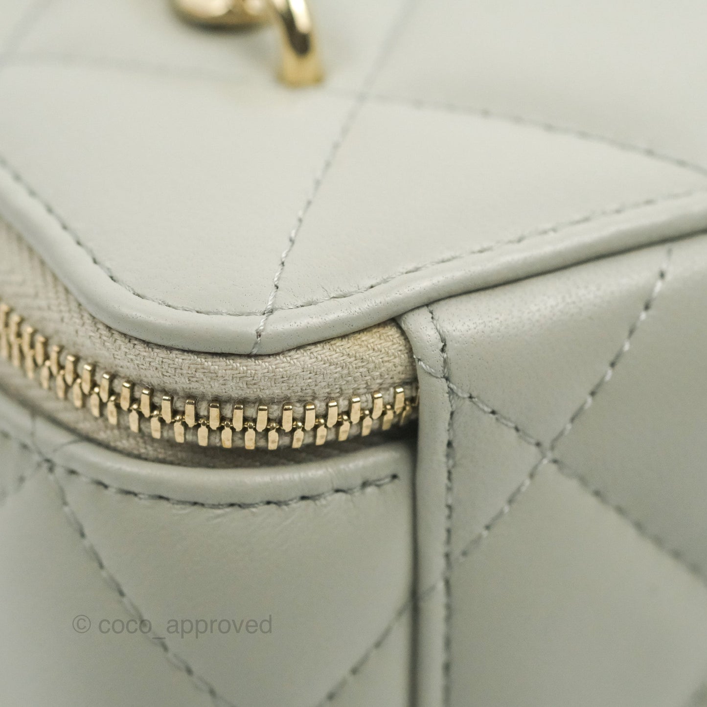 Chanel Vanity with Resin Chain Grey Lambskin Gold Hardware