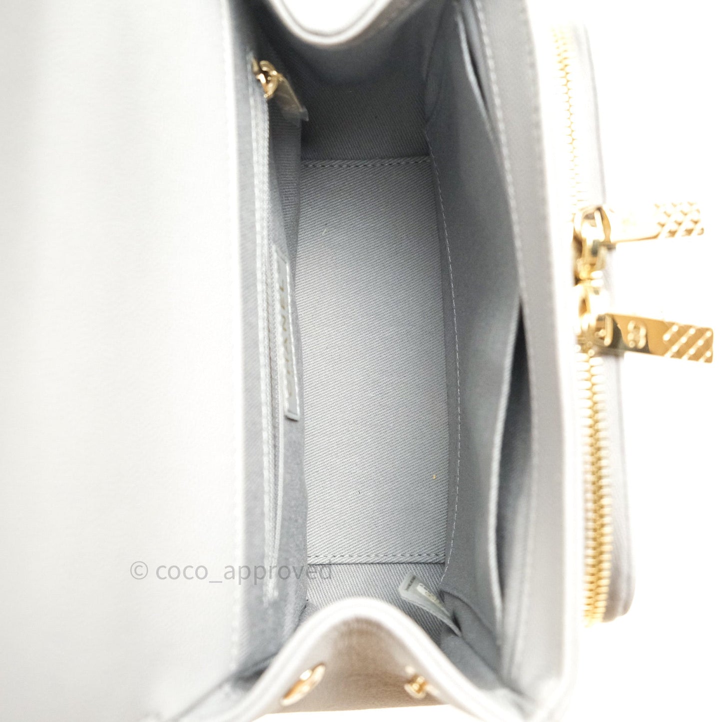 Chanel Caviar Quilted Small Business Affinity Flap Grey Light Gold Hardware