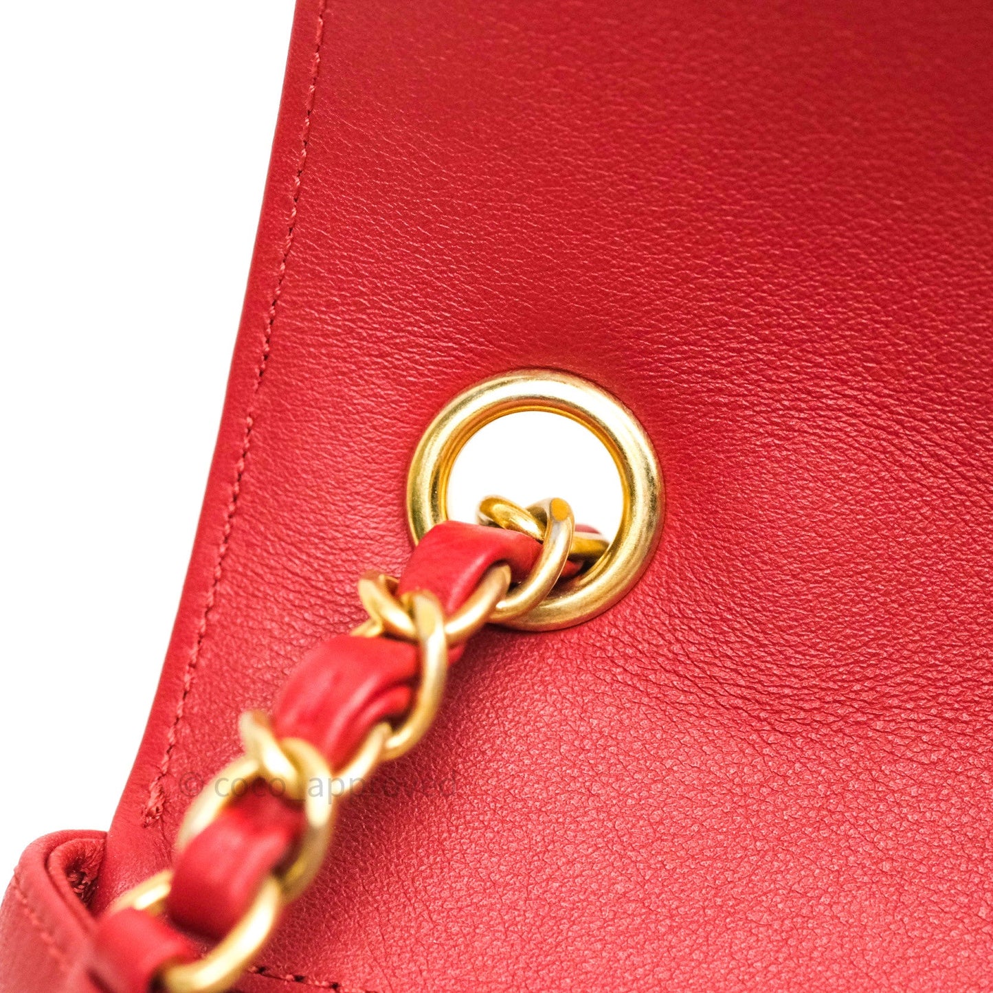 Chanel Quilted Chevron In The City Bag Red Calfskin Gold Hardware