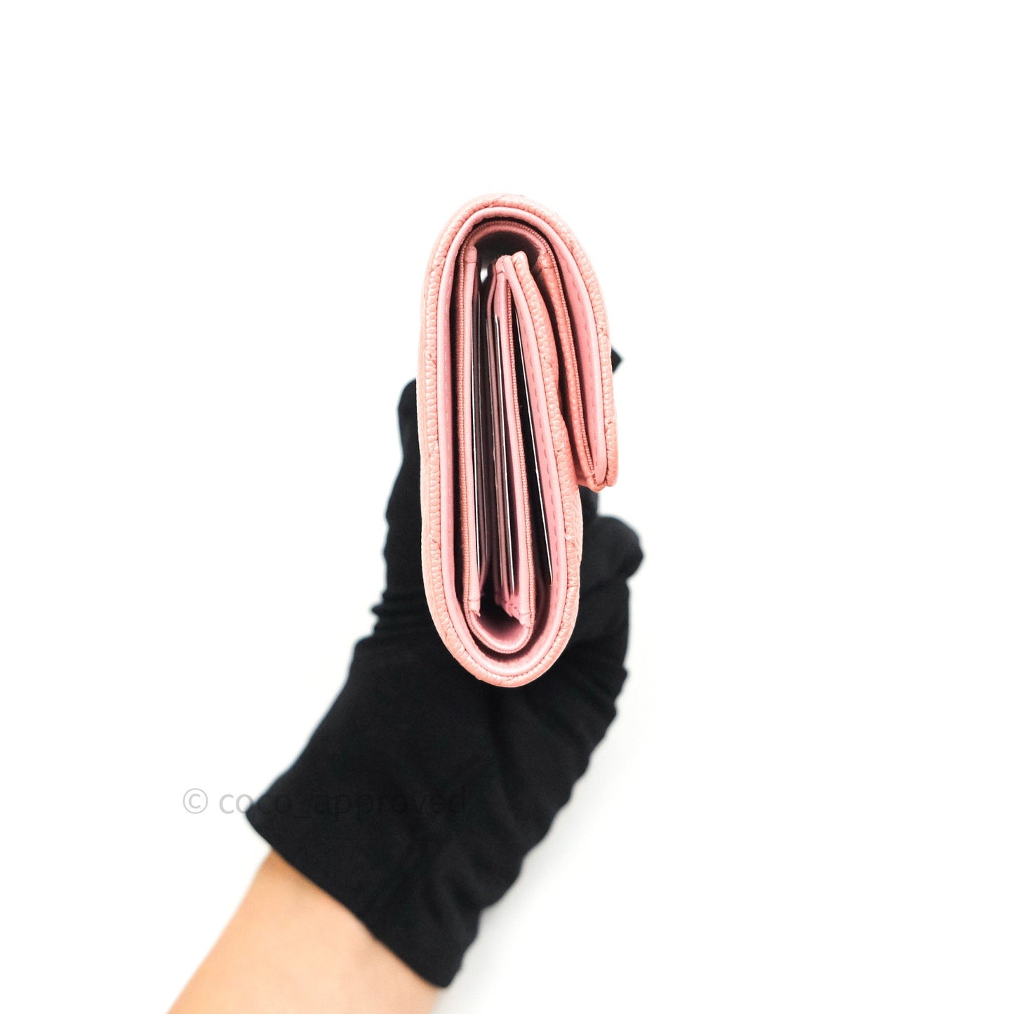 Chanel Classic Small Compact Wallet Iridescent Pink Large CC Hardware