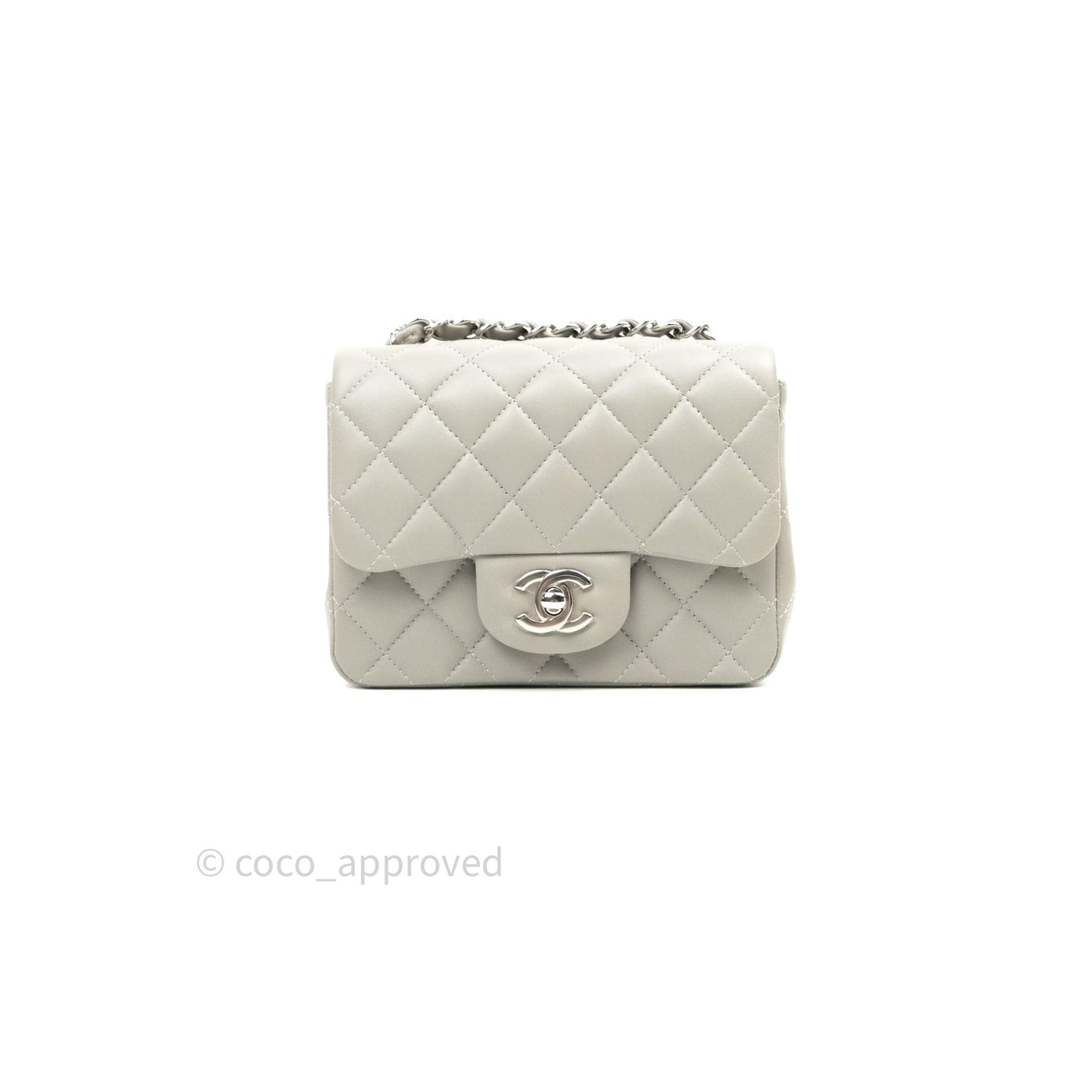 Chanel Mini Square Grey Lambskin Silver Hardware 19B