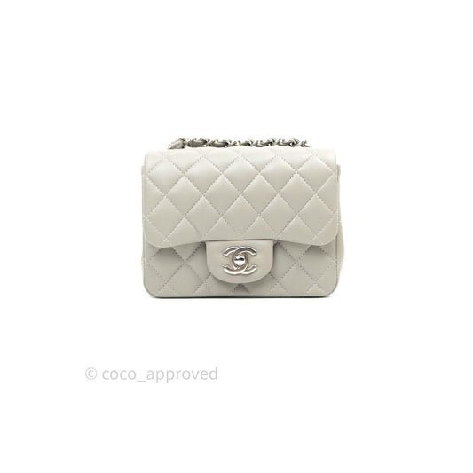Chanel Mini Square Grey Lambskin Silver Hardware 19B
