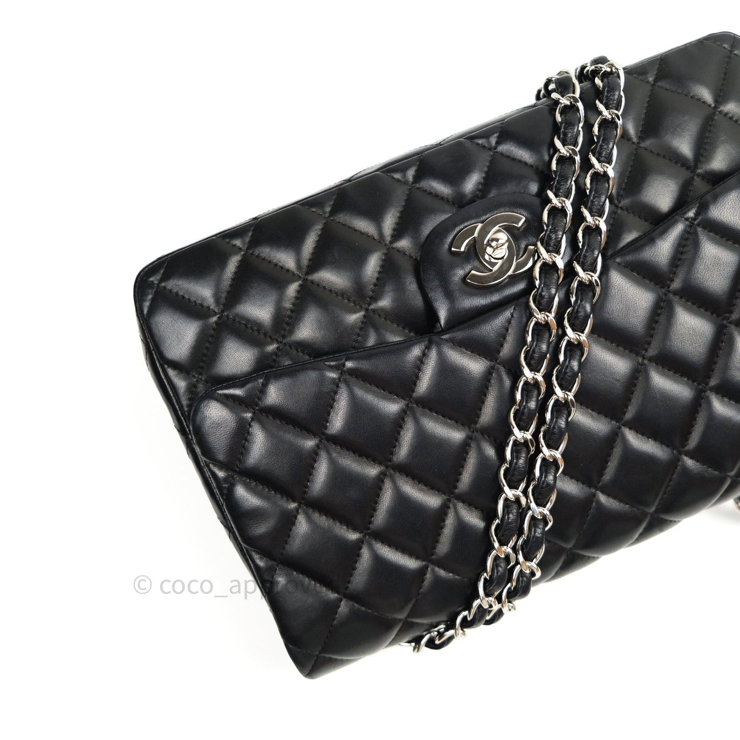 Chanel Jumbo Single Flap Black Lambskin Silver Hardware⁣⁣