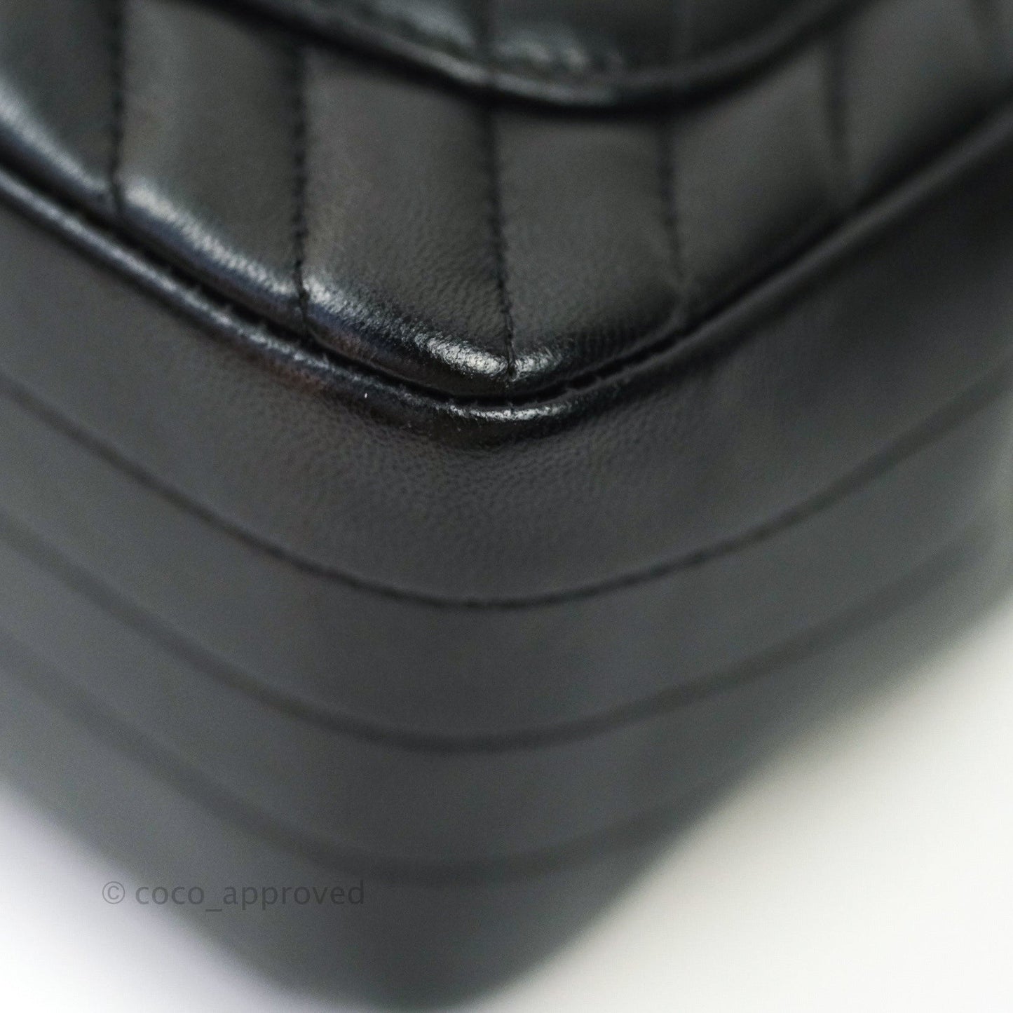 Chanel Mini Square Chevron Black Lambskin Gold Hardware