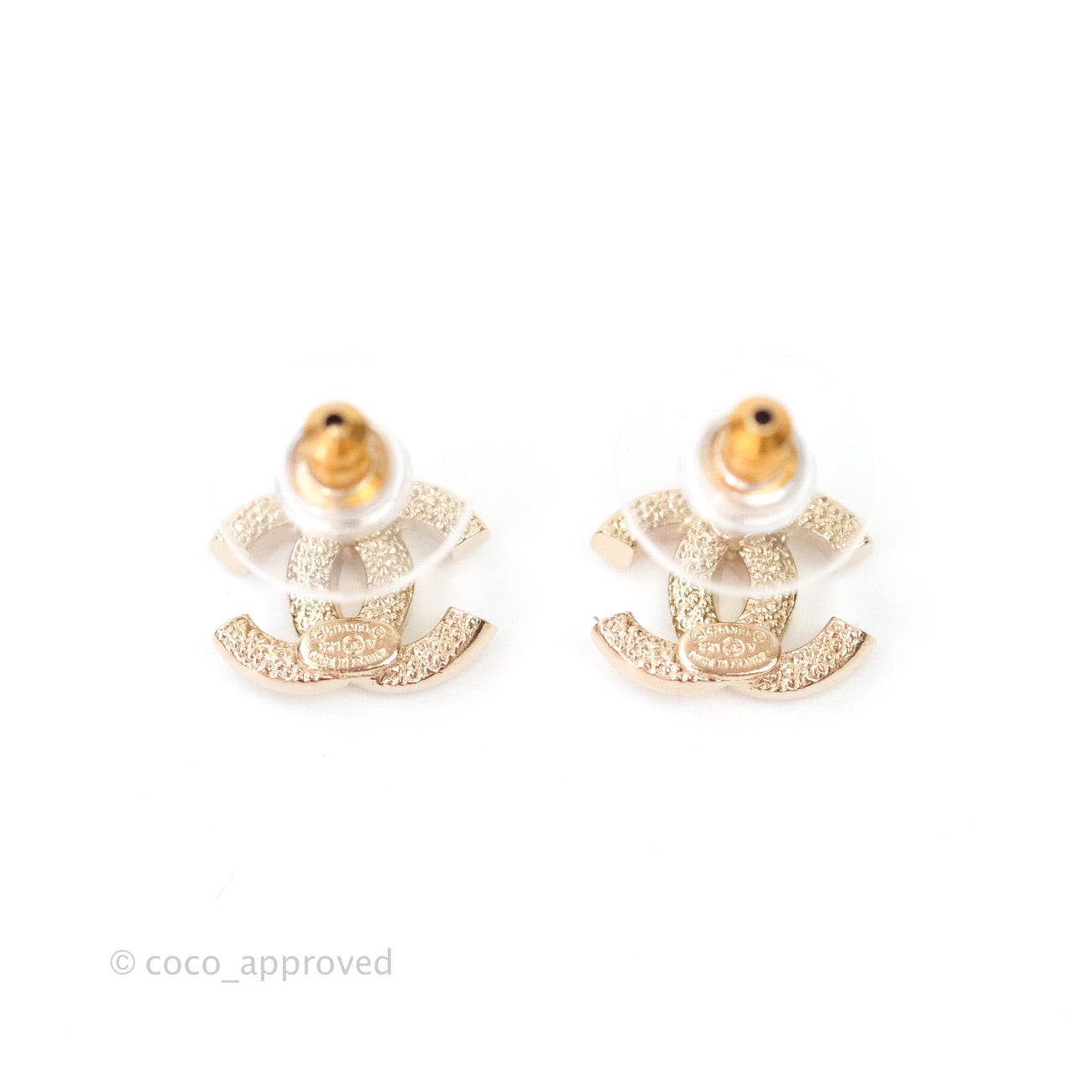 Chanel CC Earrings Gold Tone Crystal