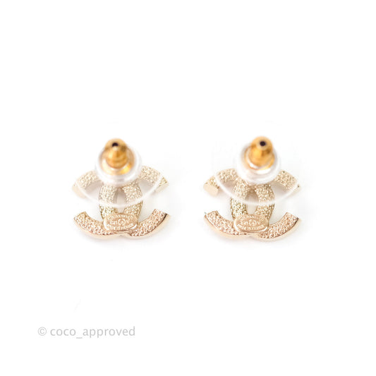 Chanel CC Earrings Gold Tone Crystal