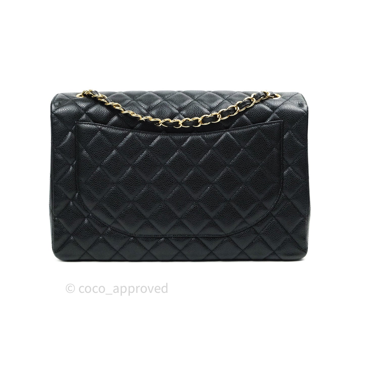 Chanel Classic Maxi Single Flap Quilted Black Caviar Gold Hardware